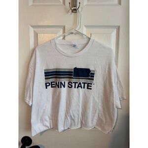 Penn State Cropped T Shirt Jerzees Dri Power White Graphic Tee XL Boxy